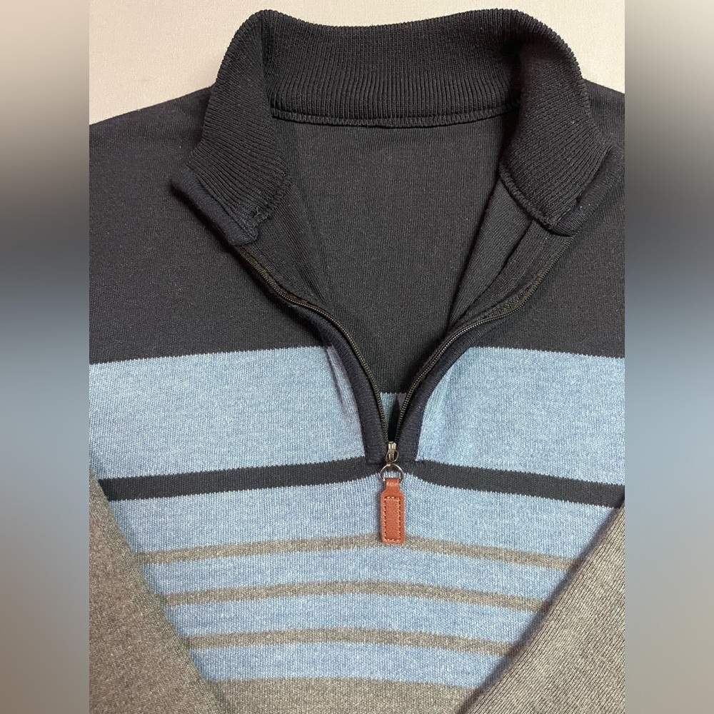 Men's Lightweight Half-Zip Knitted Sweater, Long Sleeve Pullover Size Large - Picture 6 of 8